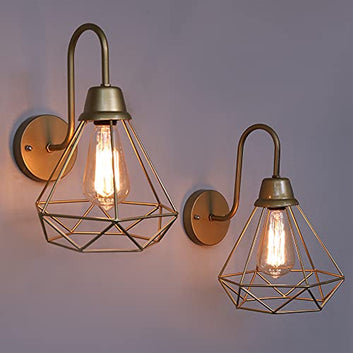 Vintage Industrial Geometric Wall Light | Set of 2