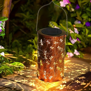 1PC Solar Outdoor Lantern with Dragonfly Design – Hanging Metal Solar LED Light for Gardens, Balconies & Lawns (28cm x 10cm)