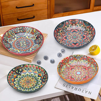 Ramsam Trends 4-Piece Bohemian Ceramic Dinner Plates