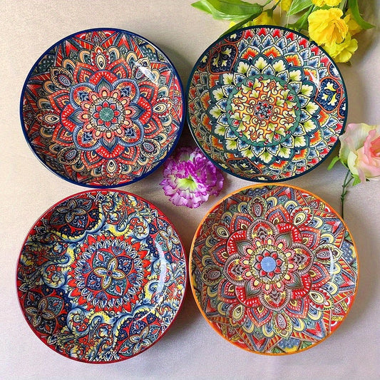 Ramsam Trends 4-Piece Bohemian Ceramic Dinner Plates