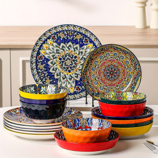 18-Piece Bohemian Stoneware Dinnerware Set | Service for 6