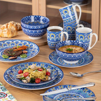 Ramsam Trends 16-Piece Mandala Porcelain Dinnerware Set