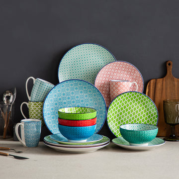 Ramsam Trends 16-Piece Porcelain Dinnerware Set