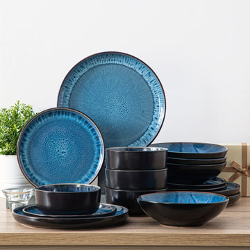 Ramsam Trends Mediterranean Blue Reactive Glaze Dinnerware Set