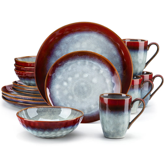 Ramsam Trends Red Kiln Change Glaze Dinnerware Set