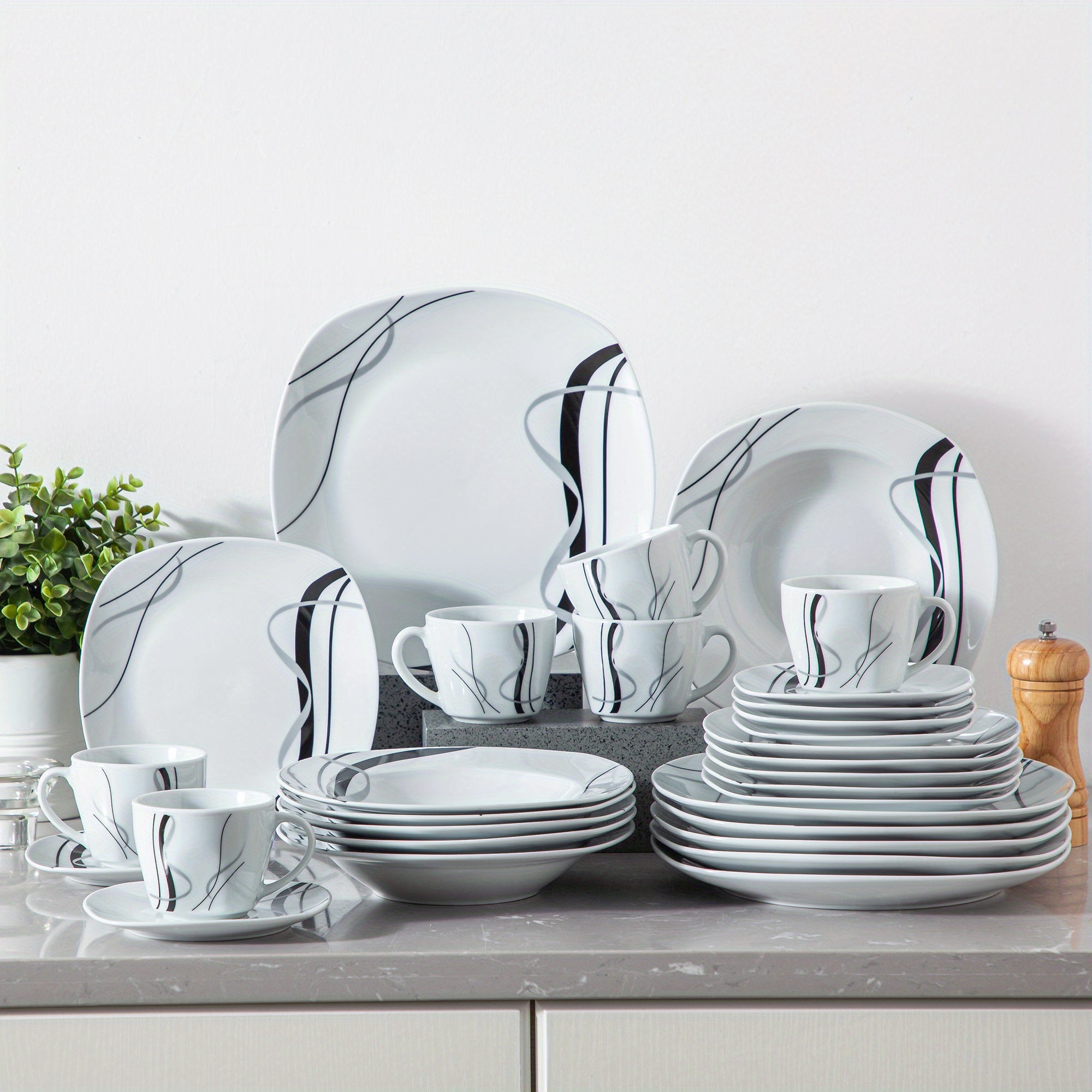 Ramsam Trends 30-Piece Porcelain Dinnerware Set