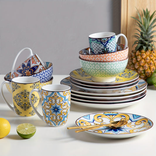 Ramsam Trends 16-Piece Porcelain Dinnerware Set