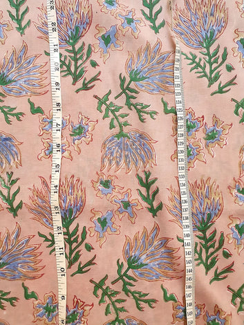 Hand Block Printed Cotton Fabric - Floral Design