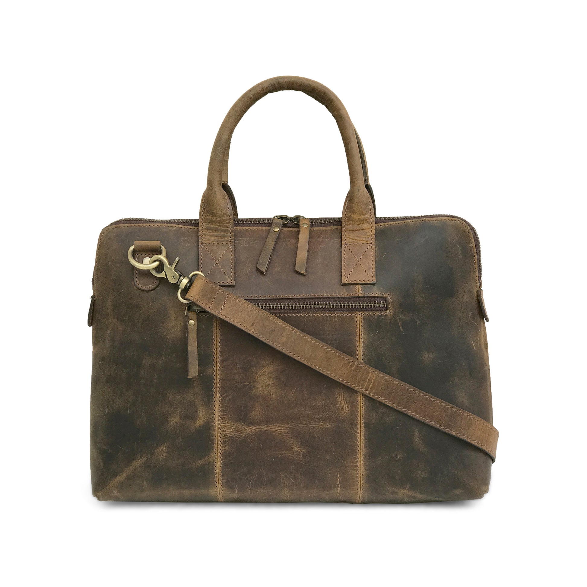 Stylish and durable full grain buffalo leather laptop bag from Ramsam Trends.