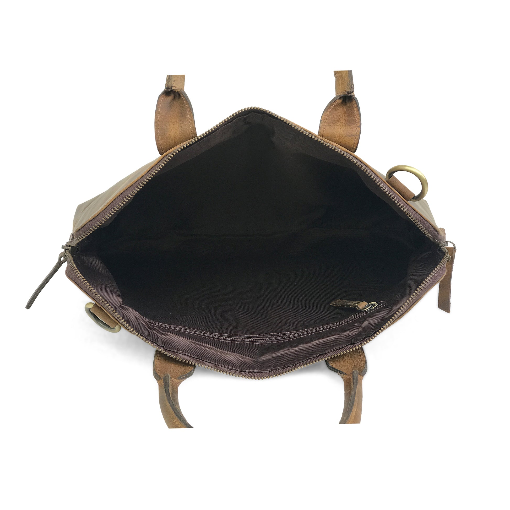 Elegant and spacious leather laptop bag with customization options by Ramsam Trends.