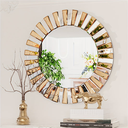 60cm Round Beveled Sunburst Glass Wall Mirror