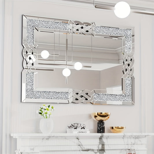 90x60cm Aesthetic Diamond Crushed Crystal Wall Mirror