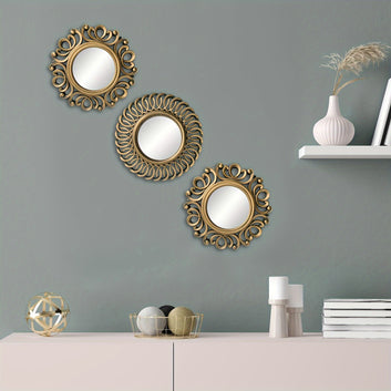 3pcs Decorative Round Wall Mirror Set