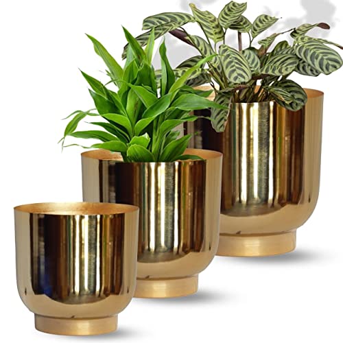 Set of 3 Metal Plant Pots (8 inch, 9 inch, 10 inch)