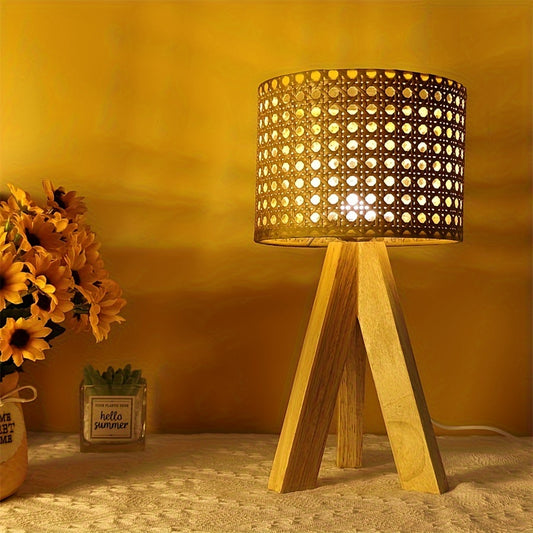 Rattan Shade Table Lamp with USB Charging