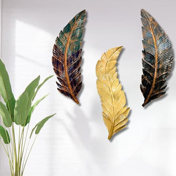 Handmade Metal Leaf Set of 3 Wall Art Decorations