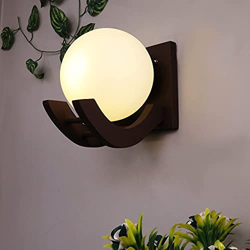 Ramsam Trends Antique Wood and Glass Wall Sconce