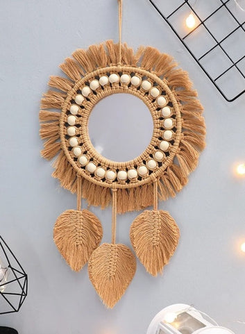 Bohemian Macrame Leaf Mirror by Ramsam Trends