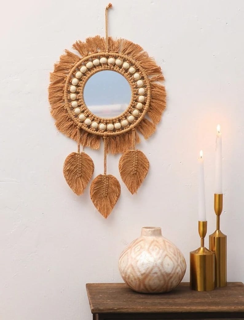 Bohemian Macrame Leaf Mirror by Ramsam Trends